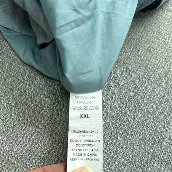 Katch Me Vest Womens XXL Blue Linen Blend‎ Button Up Y2K Utility Chic Split Hem - Picture 3 of 8